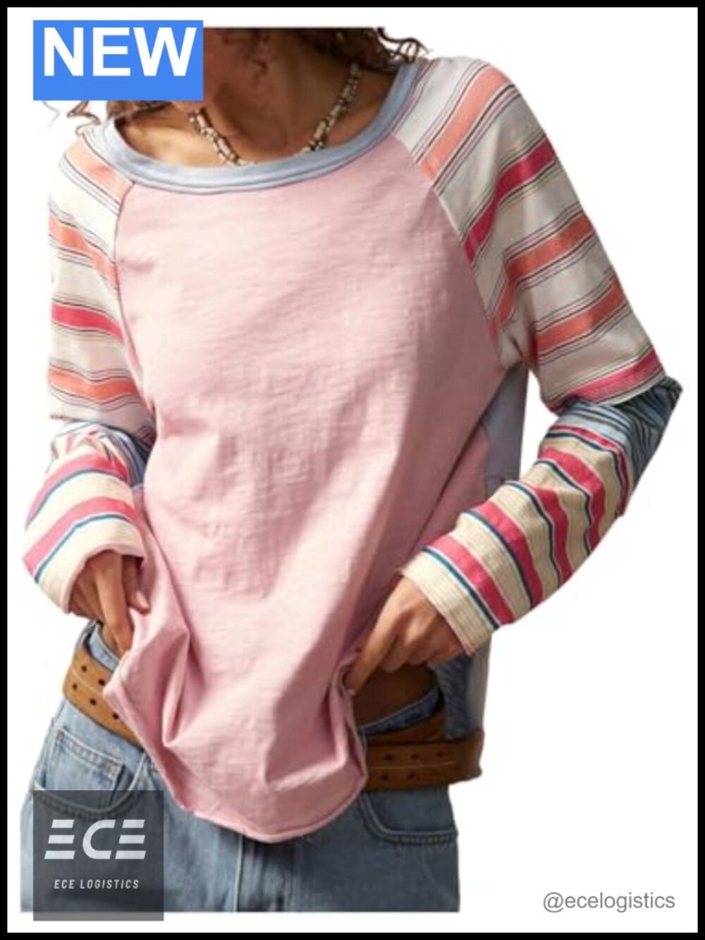 Women's Striped Long Sleeve T-Shirt Loose Fit Casual Tee